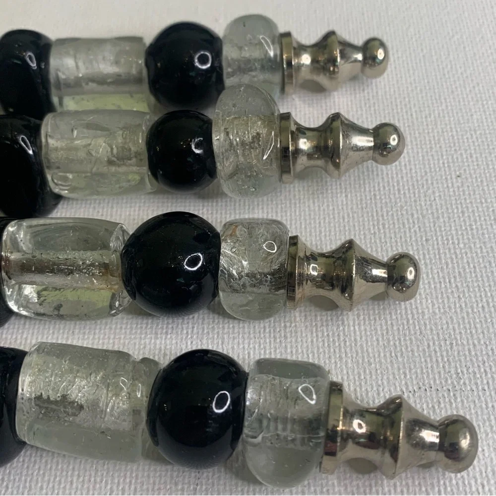 4 Glass Beaded Stainless Steel Forks Appetizers Olives Charcuterie Cocktail Set